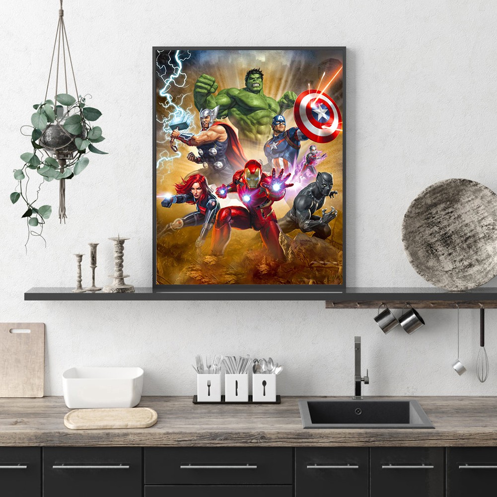 Bộ Tranh Đính Đá 5d Tự Làm Họa Tiết Siêu Anh Hùng Marvel