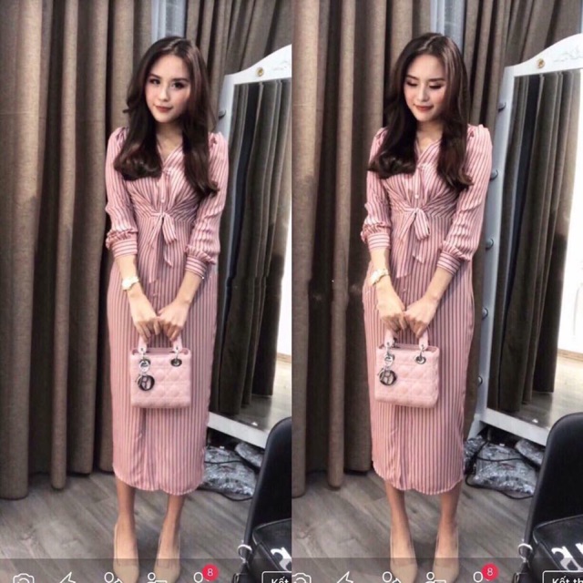 Đầm vintage kẻ sọc