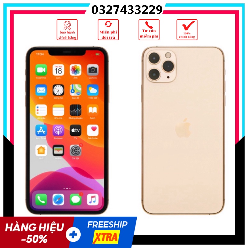 Điện thoại lphone 11 pro max mầu vàng ram 4g/256gb chính hãng còn bảo hành
