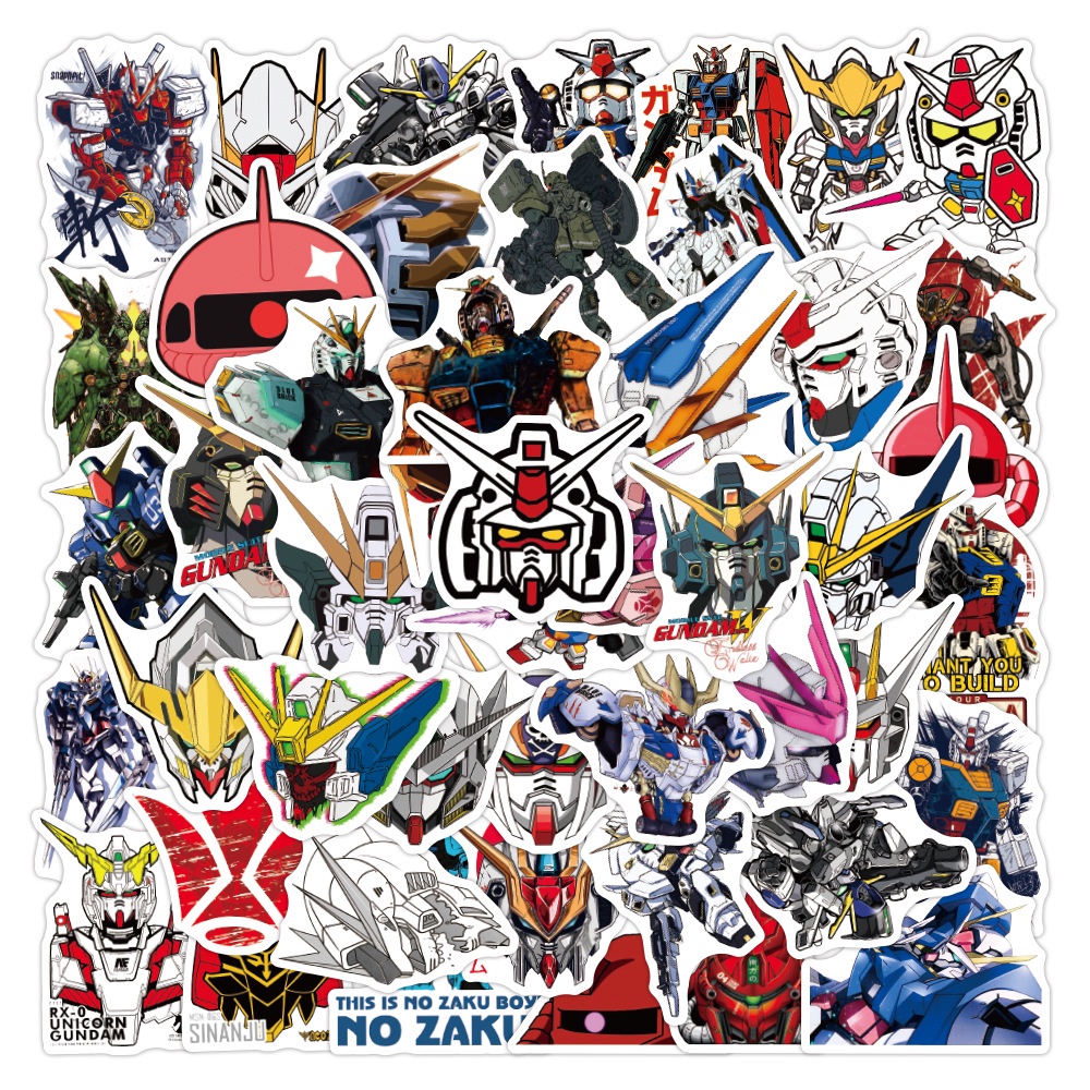 Set 50 Sticker Hoạ Tiết Anime GUNDAM Độc Đáo Để Trang Trí