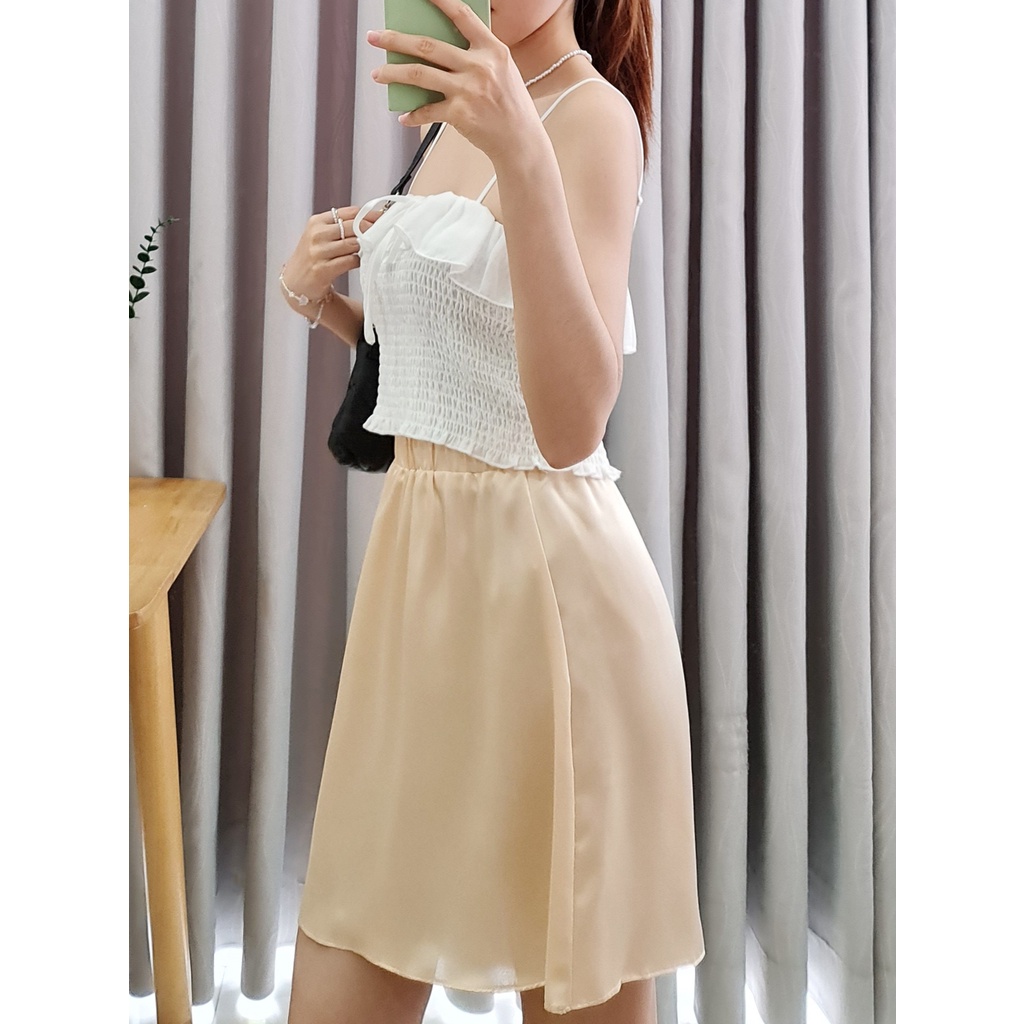 Q7056 - Chân váy lụa Zara lửng thun, trơn