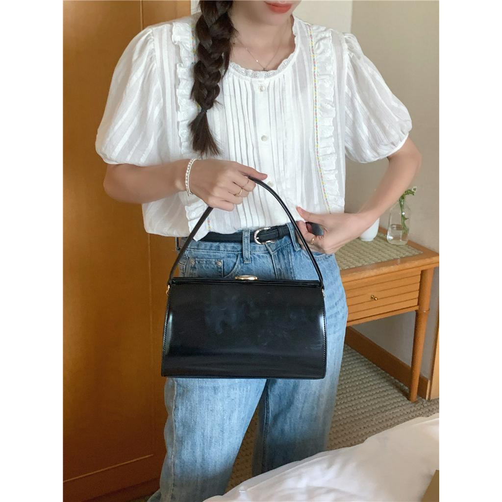 Áo Sơ Mi Nữ Tay Ngắn Thêu Ren Phong Cách Hàn Quốc Thời Trang Mới 52111