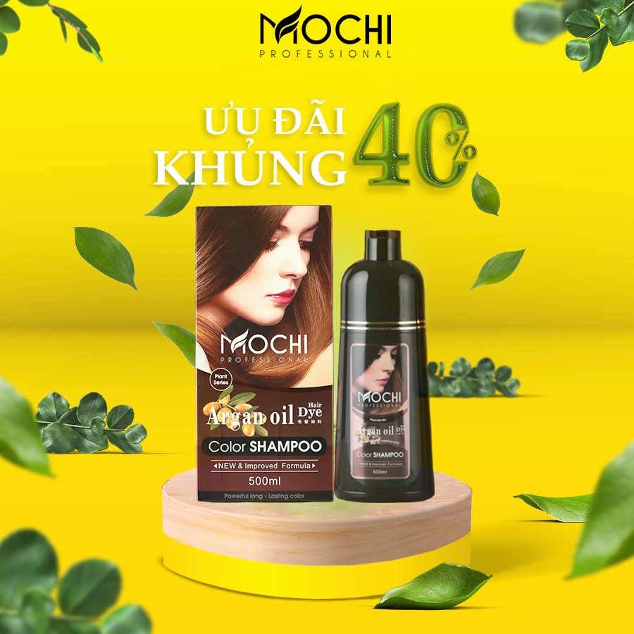 Dầu Gội Phủ Bạc Mochi, Phủ Bạc Đen Tóc, Nâu Tóc Từ Lần Gội Đầu Tiên, 100% Thảo Dược Thiên Nhiên