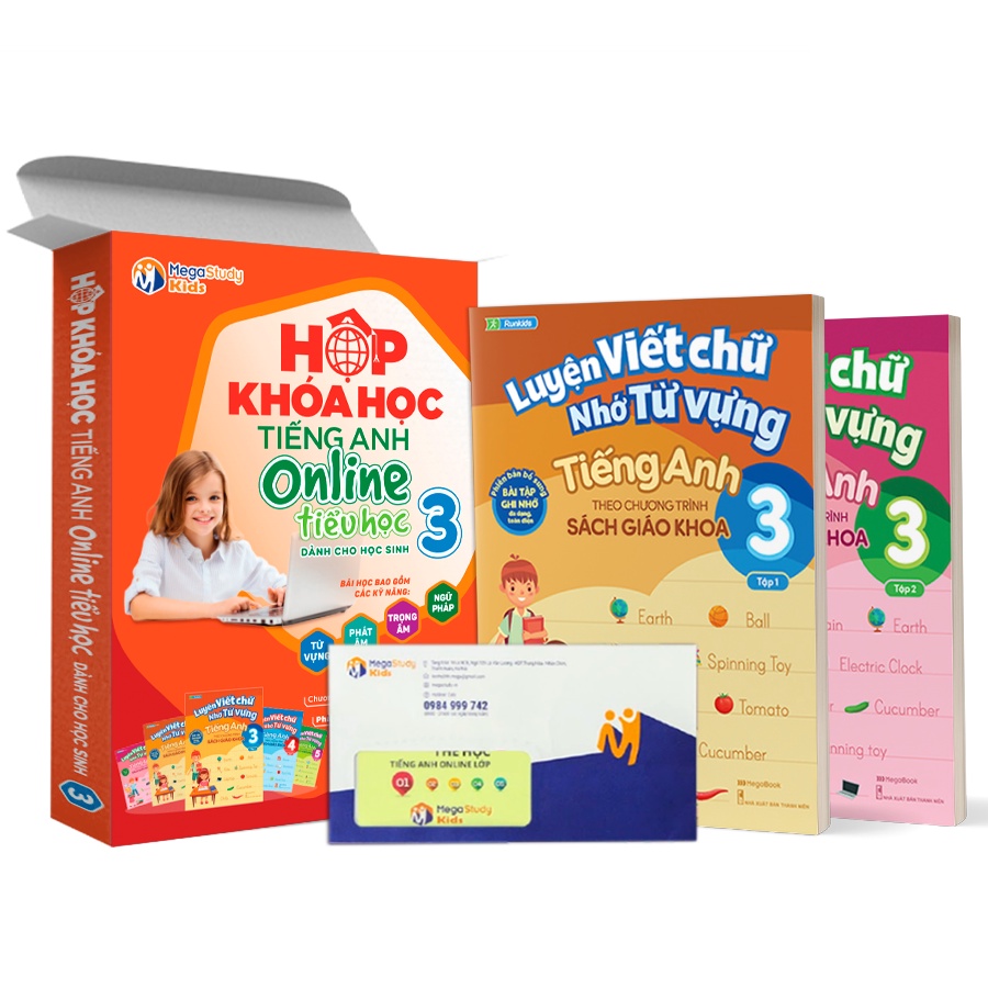 Hộp Khóa Học Tiếng Anh Online Chuẩn Sách Giáo Khoa Tại Nhà Megastudy Lớp 3 (Tặng Kèm 2 Cuốn Luyện Viết)