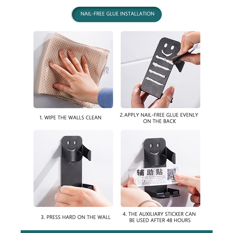 Móc Treo Tường Không Cần Đục Lỗ Cho Máy Cạo Râu Chạy Điện Giá Để Bàn Chải Đánh Răng Giá Xếp Đồ Phụ Kiện Phòng Tắm Móc Cắm Giá Đỡ Dao Cạo Nhà Vệ Sinh