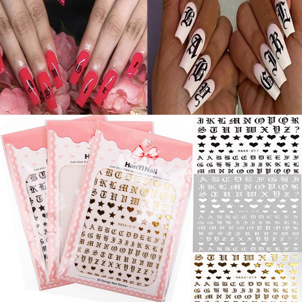 Miếng Dán Trang Trí Móng Tay 3D DIY Hình Trái Tim Màu Đen Cá Tính