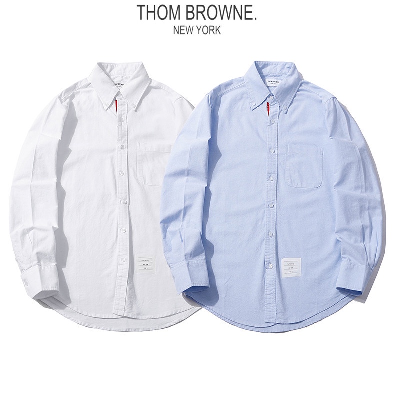 Áo sơ mi tay dài phong cách cổ điển thời trang THOM BROWNE dành cho unisex cặp đôi
