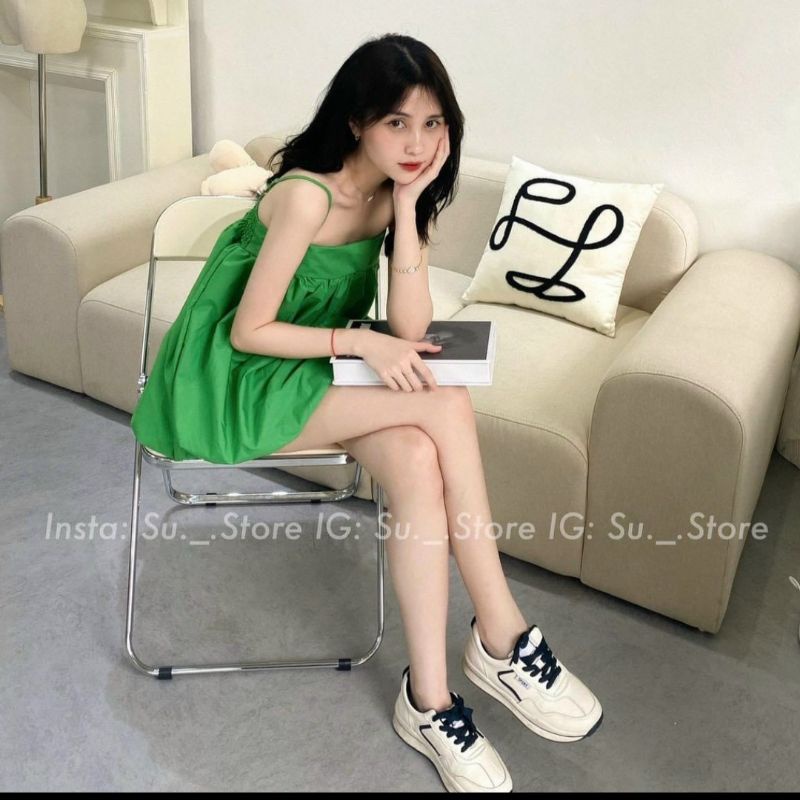 set áo hai dây kèm quần short xanh lá hàn quốc | BigBuy360 - bigbuy360.vn