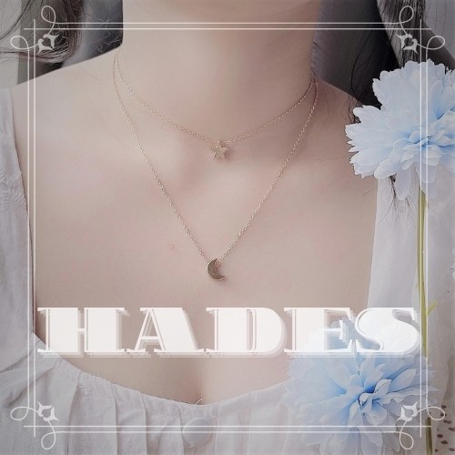 [Xả kho] Vòng cổ xích hợp kim choker layer ngôi sao - dây chuyền mặt trăng retro necklace phụ kiện trang sức Hades.js