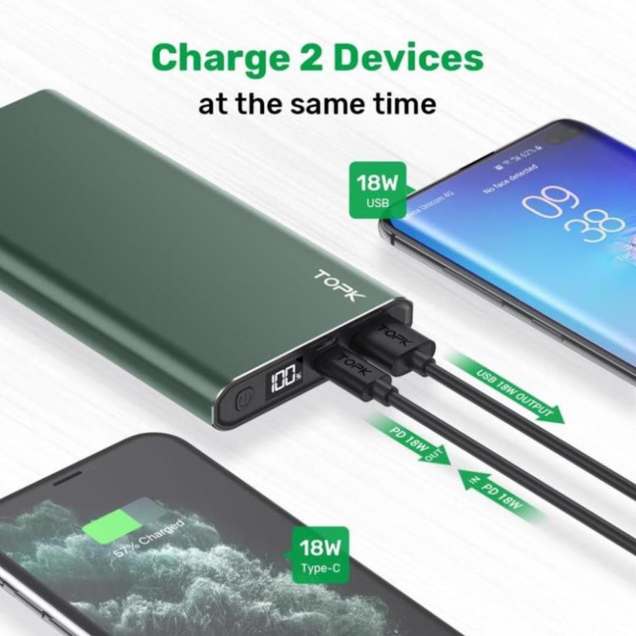 Pin Dự Phòng Nhanh TOPK I1006P 10.000mAh 18W QC3.0 Sạc Nhanh Có Màn Hình Điện Tử tphcm | BigBuy360 - bigbuy360.vn