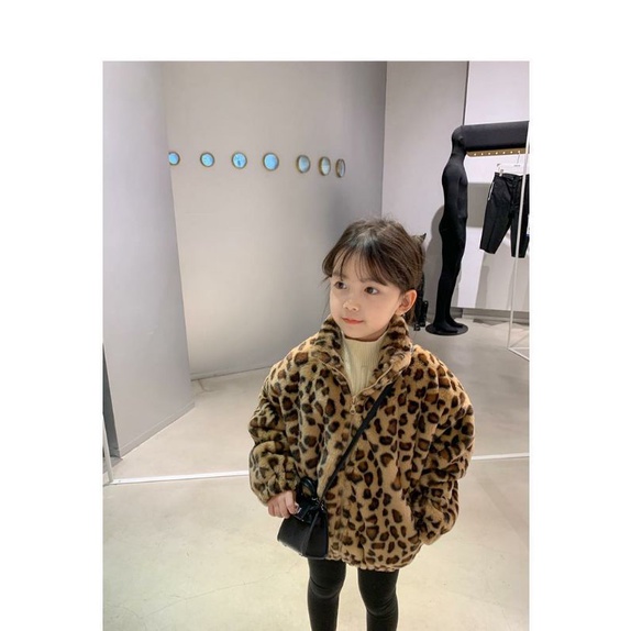 Áo khoác lông da báo cao cấp trẻ em  A006