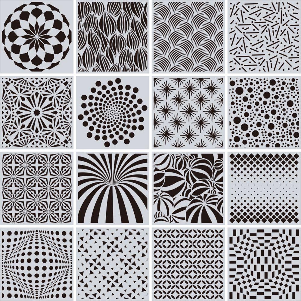 CONOPERY Bộ 16 Khuôn Họa Tiết Hình Học Mandala Độc Đáo Dùng Trang Trí DIY
