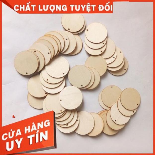 Gói 50 miếng gỗ tròn 5cm làm bông tai, móc khóa