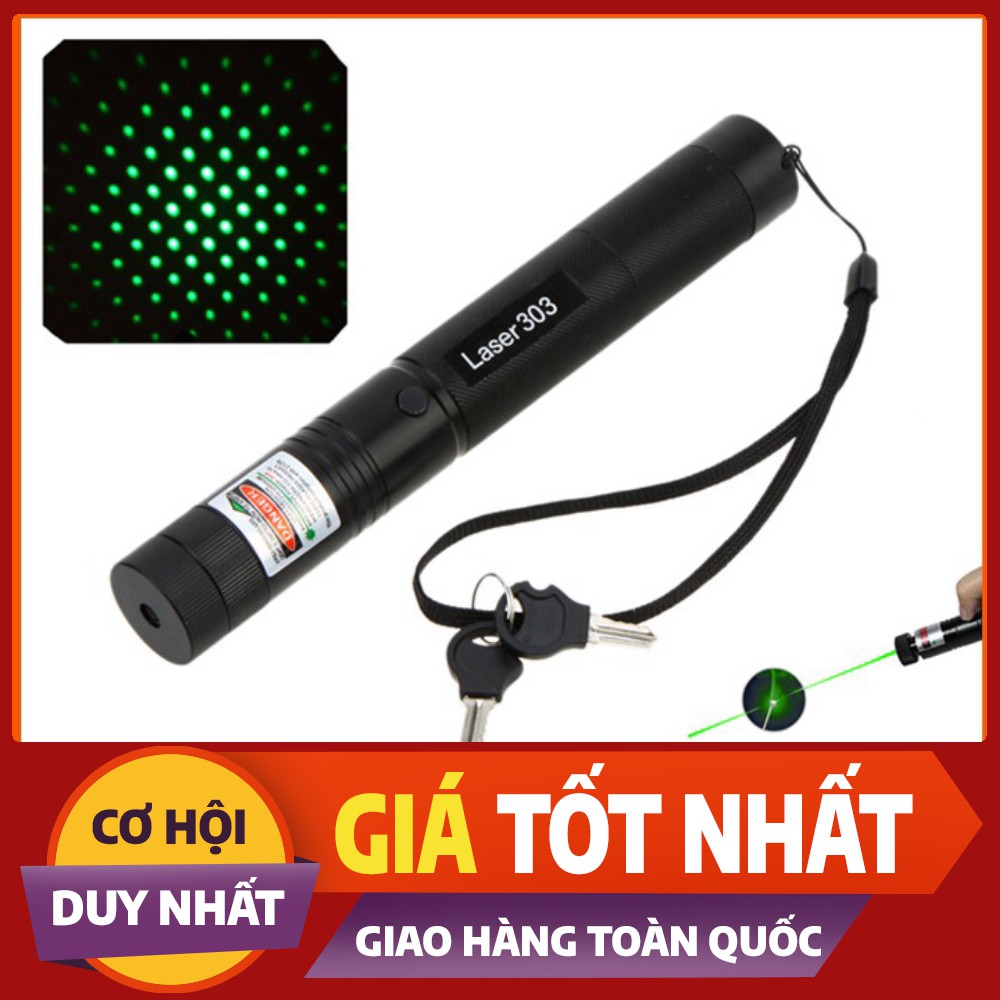 ĐÈN PIN TIA LASER 303 TIA XANH SIÊU SÁNG CỰC ĐẸP - Full Box, Có sạc