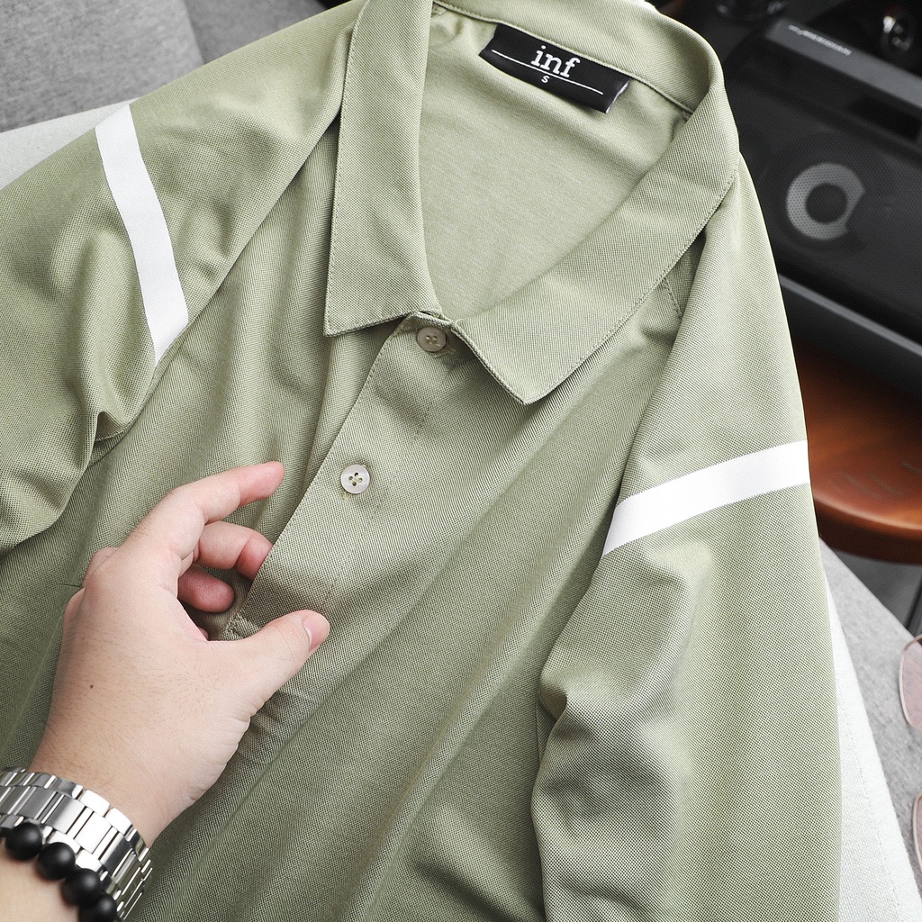 Áo Polo Nam Inf Kẻ Vai 4M , Chất Polyester Dày Dặn Co Giãn , PL002480,SOMEHOW