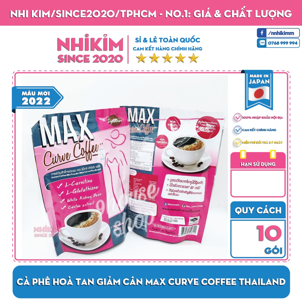 Cà Phê Hoà Tan Giảm Cân MAX CURVE Thái Lan Hộp 10 gói