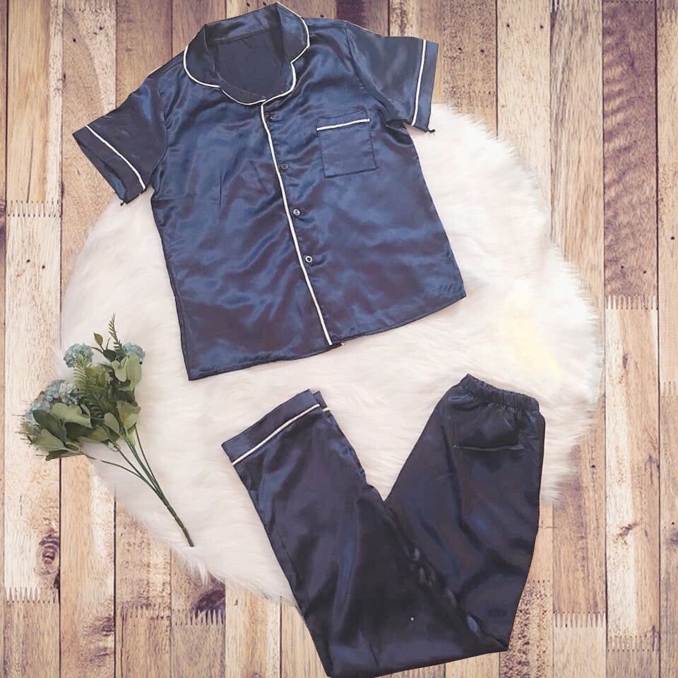 bộ đồ ngủ phi lụa pijama áo ngắn tay quần dài | BigBuy360 - bigbuy360.vn