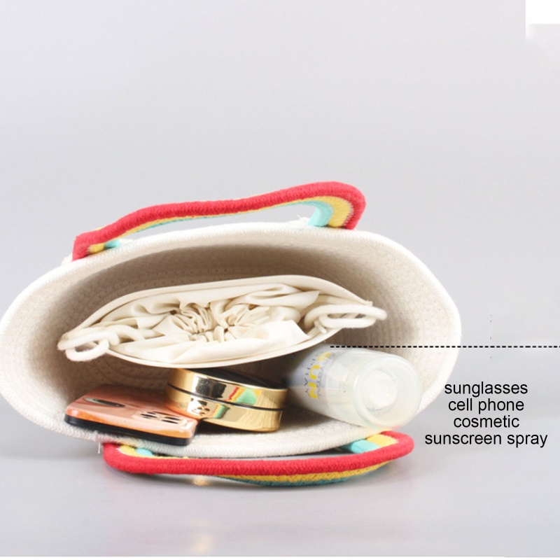 Túi Đeo Vai Đan Mây Màu Cầu Vồng Đa Năng Thời Trang Đi Biển Mùa Hè Cho Nữ