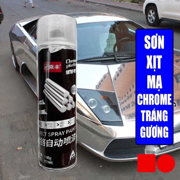 Sơn xịt chrome mạ crom dung tích 350ml màu bạc chống han rỉ làm mới inox, vật dụng trong nhà sáng bóng