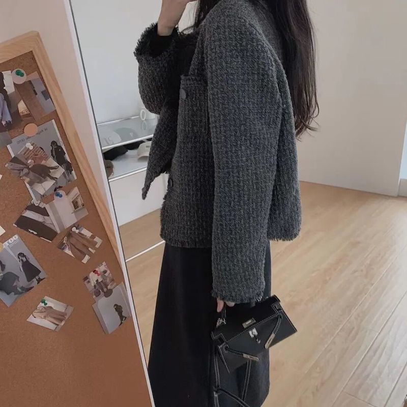 [Spot] Áo Khoác Vải tweed Mỏng Dáng Rộng Thời Trang Xuân Thu Hàn Quốc Dễ Phối Đồ Cho Nữ Xiaoxiangfeng