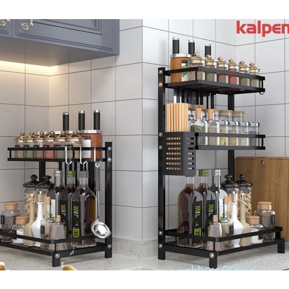 Kệ Đựng Gia Vị, Kệ Đựng Đồ Nhà Bếp Đa Năng KALPEN 2 Tầng 3 Tầng, Chất Liệu Hợp Kim Thép Chống Rỉ, Sơn Tĩnh Điện Bền, Đẹp