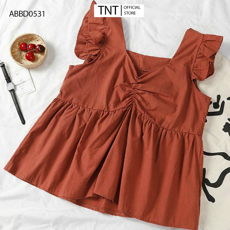 Áo babydoll bánh bèo TNT, áo kiểu nữ phong cách ulzzang hai dây chất đũi lụa mềm mịn nhẹ | BigBuy360 - bigbuy360.vn