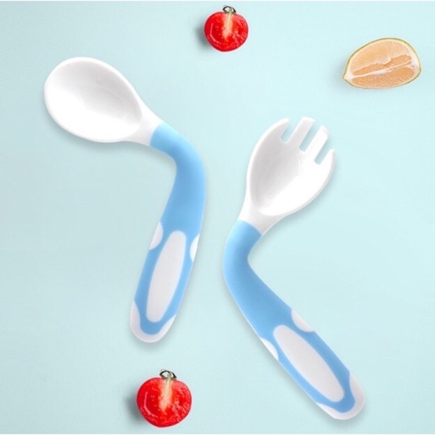 (Tặng hộp đựng) set thìa rĩa có thể uốn cong 360 độ tùy chỉnh phù hợp các kiểu ăn của bé mesocshop