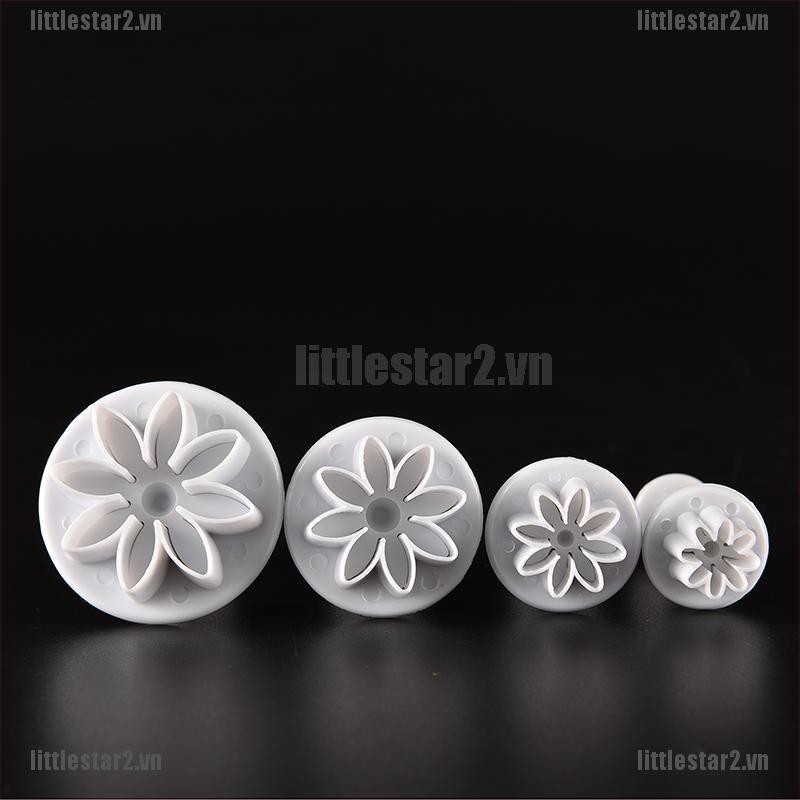 {MUV} 4X Cake Fondant Sugarcraft Decor Cookie Mould Mold Plunger Daisy Flower Cutter{CC}