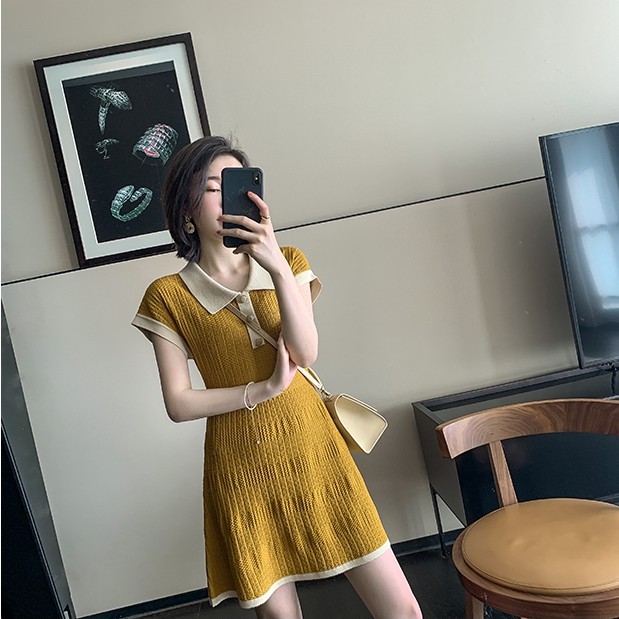 Đầm Dệt Kim Dáng Chữ A Phong Cách Retro Hàn Quốc | BigBuy360 - bigbuy360.vn