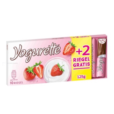 (Sale date t5)Kẹo Socola Nhân Kem Dâu Tây nhập Đức hiệu Yogurette 125g