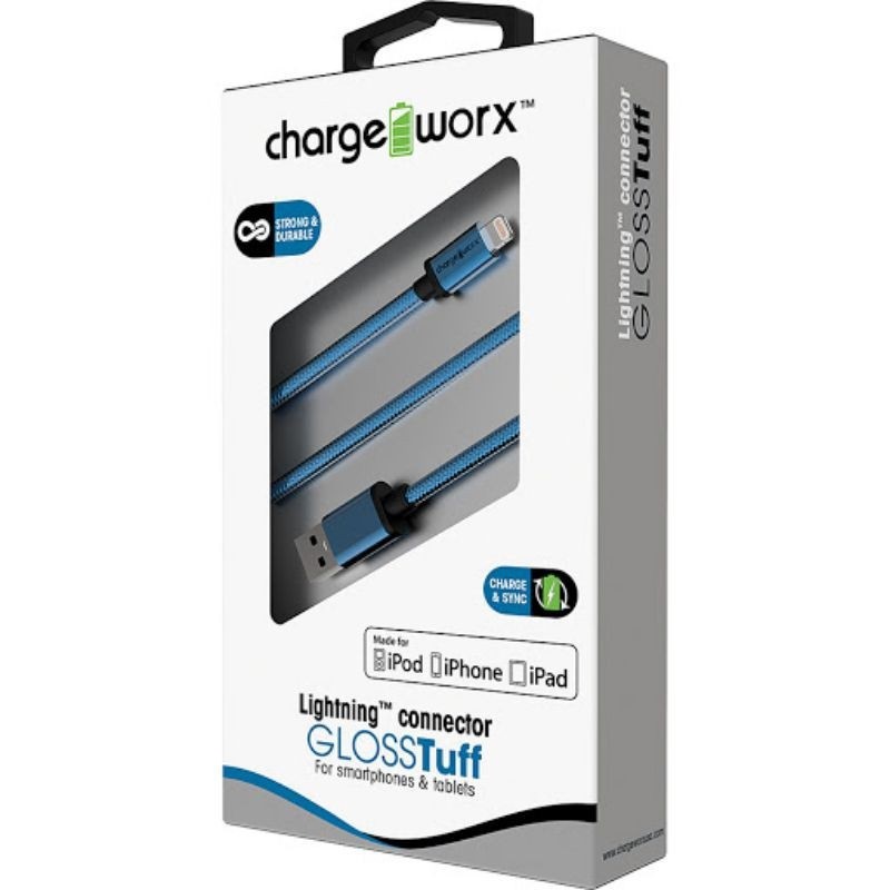 Cáp sạc iPhone Chuẩn MFI ChargeWorx Braided (Không hộp) - Siêu bền đẹp - Bảo hành 1 đổi 1