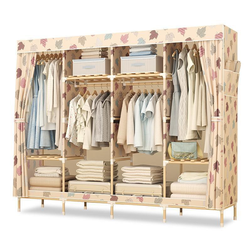Tủ vải đựng quần áo đơn giản bằng gỗ căm xe cho thuê nhà, lắp ráp gia đình hiện đại, và tiết kiệm, Oxford art,