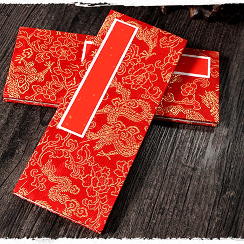 Sổ tay thánh chỉ đến cổ trang bìa màu xanh đỏ vàng in rồng uốn lượn Có Dòng Kẻ Phong Cách Trung Hoa