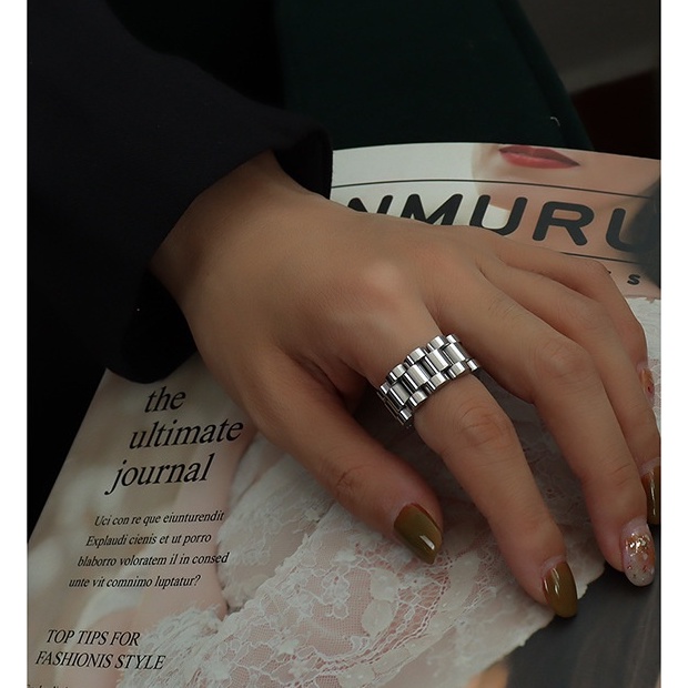 Nhẫn titan unisex dạng dây đồng hồ cực chất không gỉ UR2207