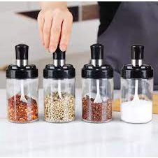 Lọ Đựng Thực Phẩm🌸FREESHIP🌸Lọ đựng gia vi nhà bếp bằng thủy tinh, kèm thìa múc  KN63