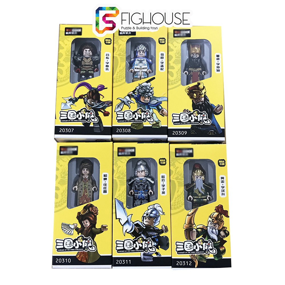 Combo 6 Minifigures Nhân Vật Tam Quốc Quan Vũ, Lữ Bố, Triệu Vân, Chu Du, Khổng Minh, Tư Mã Ý - Đồ Chơi Lắp Ráp 2030ABCD