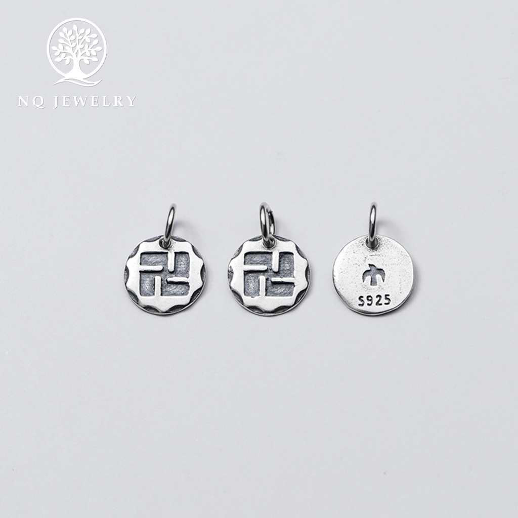 Charm bạc hình chữ vạn treo - NQ Jewelry