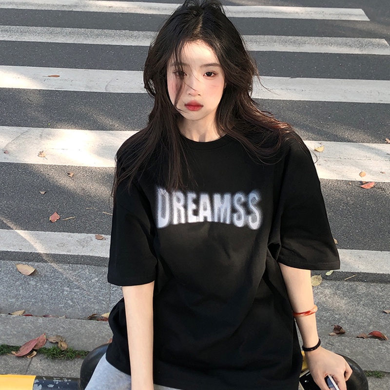 NRVP Áo Thun Nữ Ngắn Tay In Chữ Phong Cách Hàn Quốc