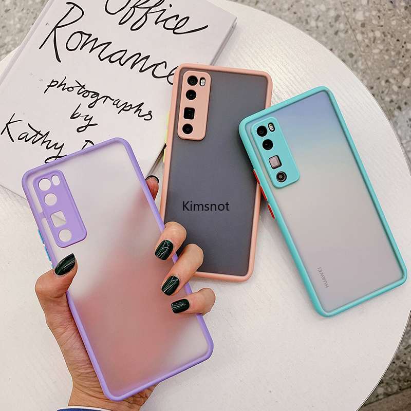 Ốp điện thoại Acrylic mặt nhám màu tương phản cho Xiaomi Redmi 9 Note 9S Note 9 Pro Max Mi Note 10 Lite Mi 8 9 10