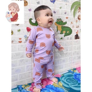 Bộ đồ ngủ dài tay cho bé trai bé gái gấu nâu, mã BCO920