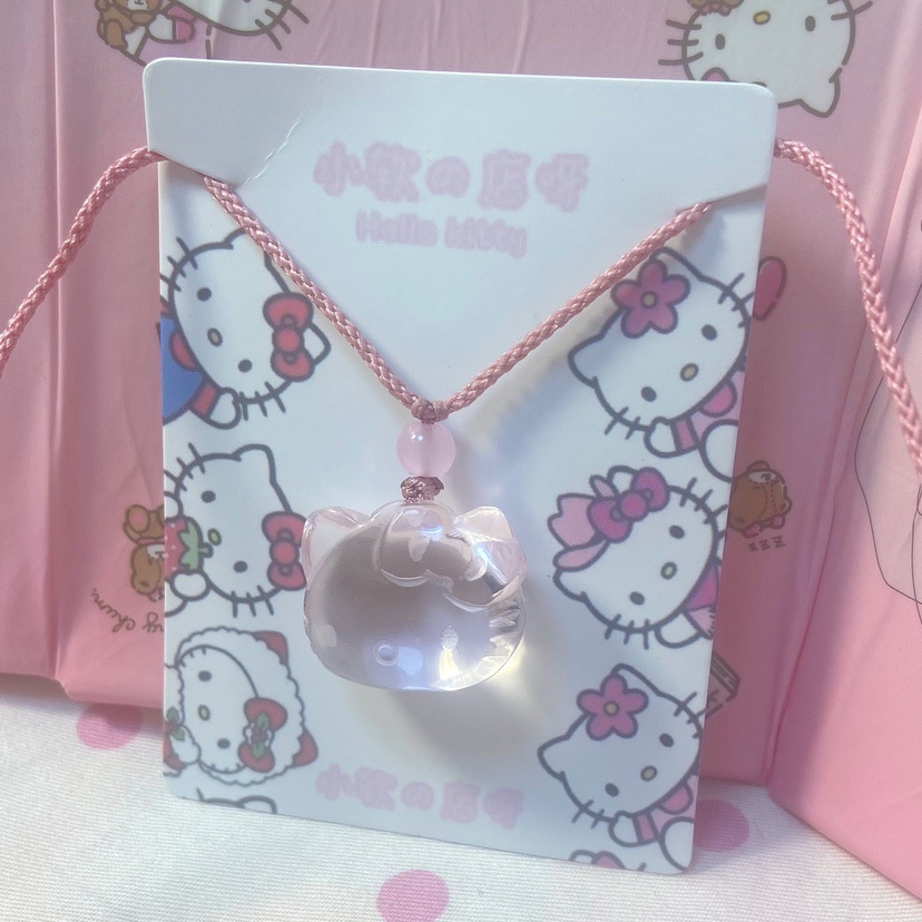 Vòng cổ Mặt Hello Kitty Đính Pha Lê Hồng Ngọt Ngào Dễ Thương
