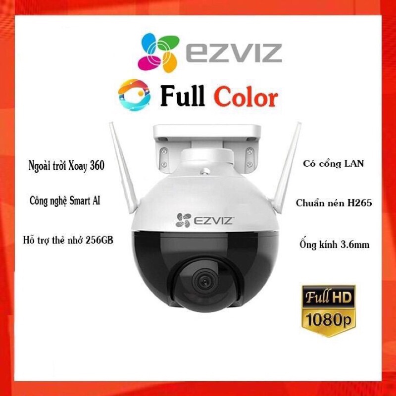 Camera EZVIZ C8C, wifi, quay quét ngoài trời, tầm nhìn 360 độ, độ phân giải 1080p