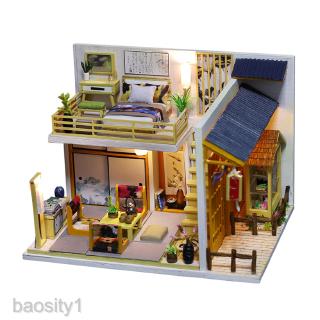 Dollhouse DIY Miniature Room Set with Cover – Wooden Craft Construction Kit Building Model Toy – Mini Doll House – Birthday Gift for Boy Girl