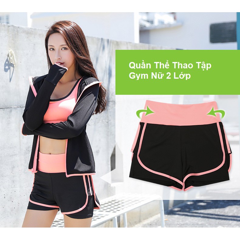 Quần đùi tập gym, chạy bộ, aerobic Cho Nữ, Tôn Dáng