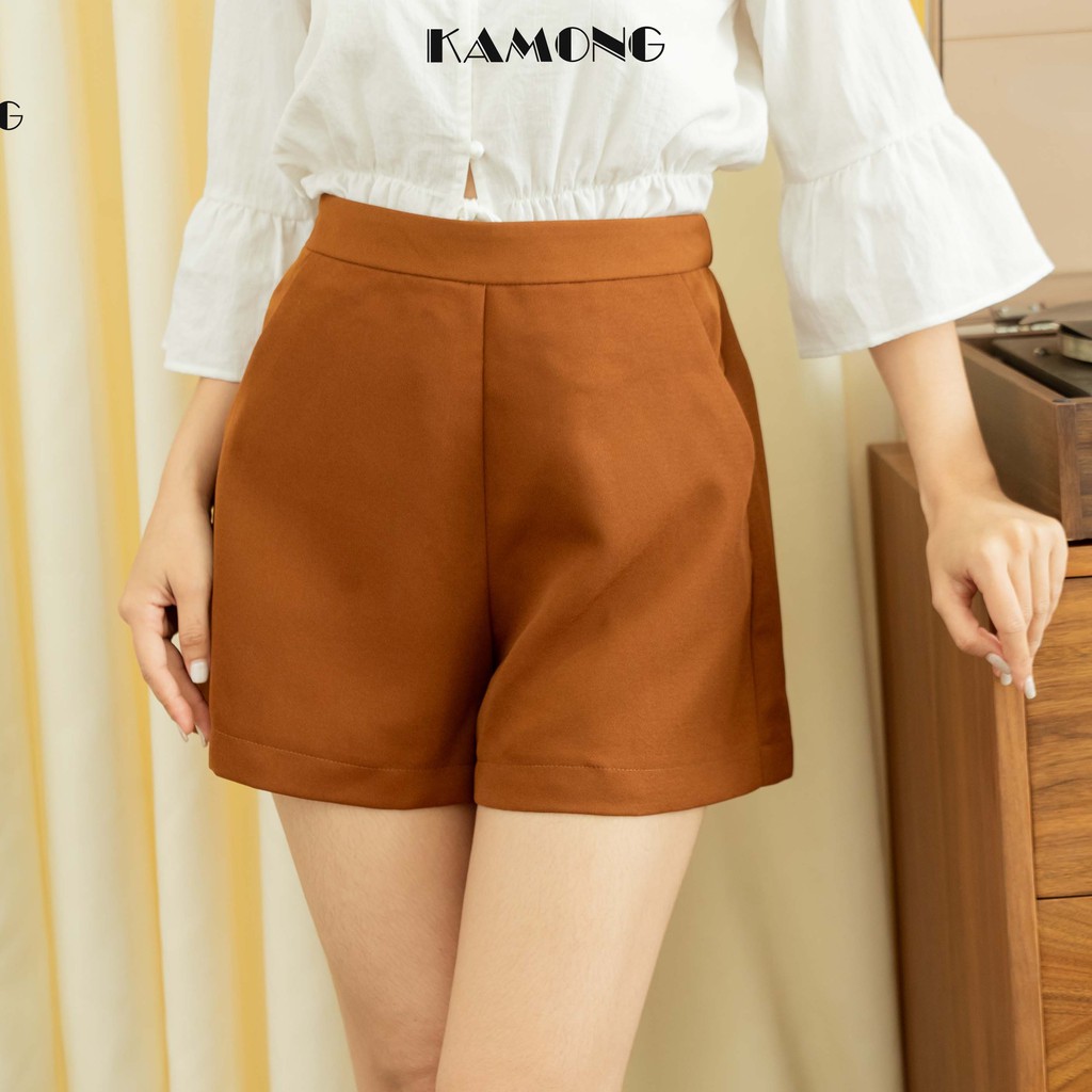 Quần short nữ lưng cao KAMONG dáng quần ống rộng Q002