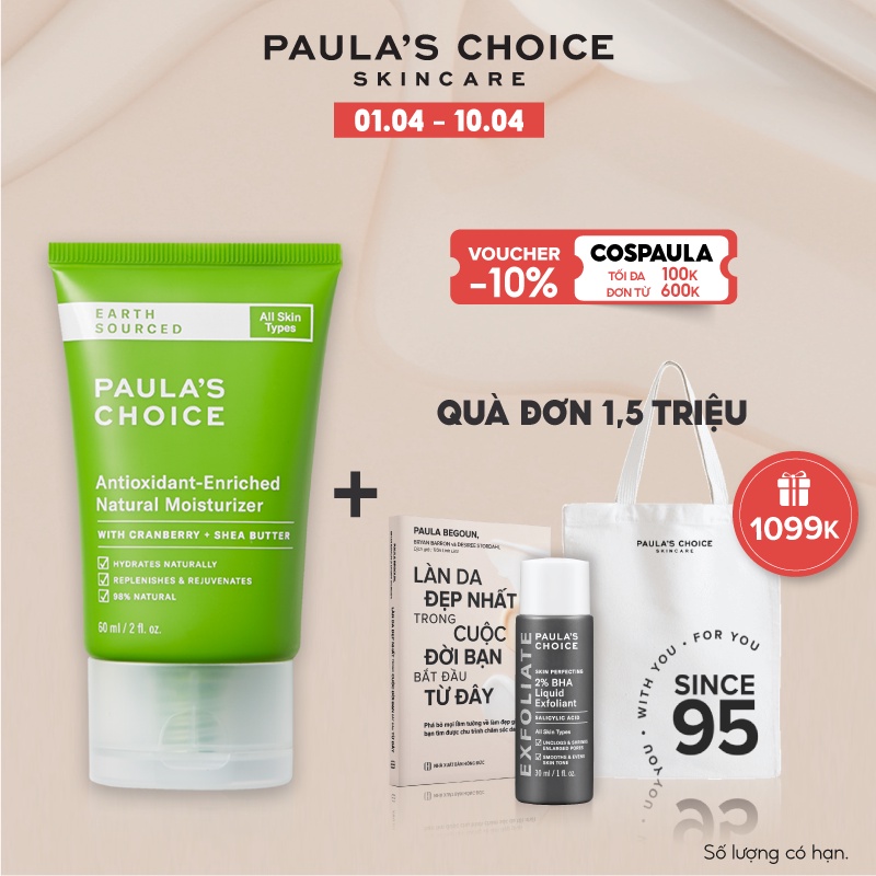 Kem dưỡng ẩm nguồn gốc thiên nhiên Paula’s Choice Earth Sourced Antioxidant Enriched Natural Moisturizer 60ml 8520