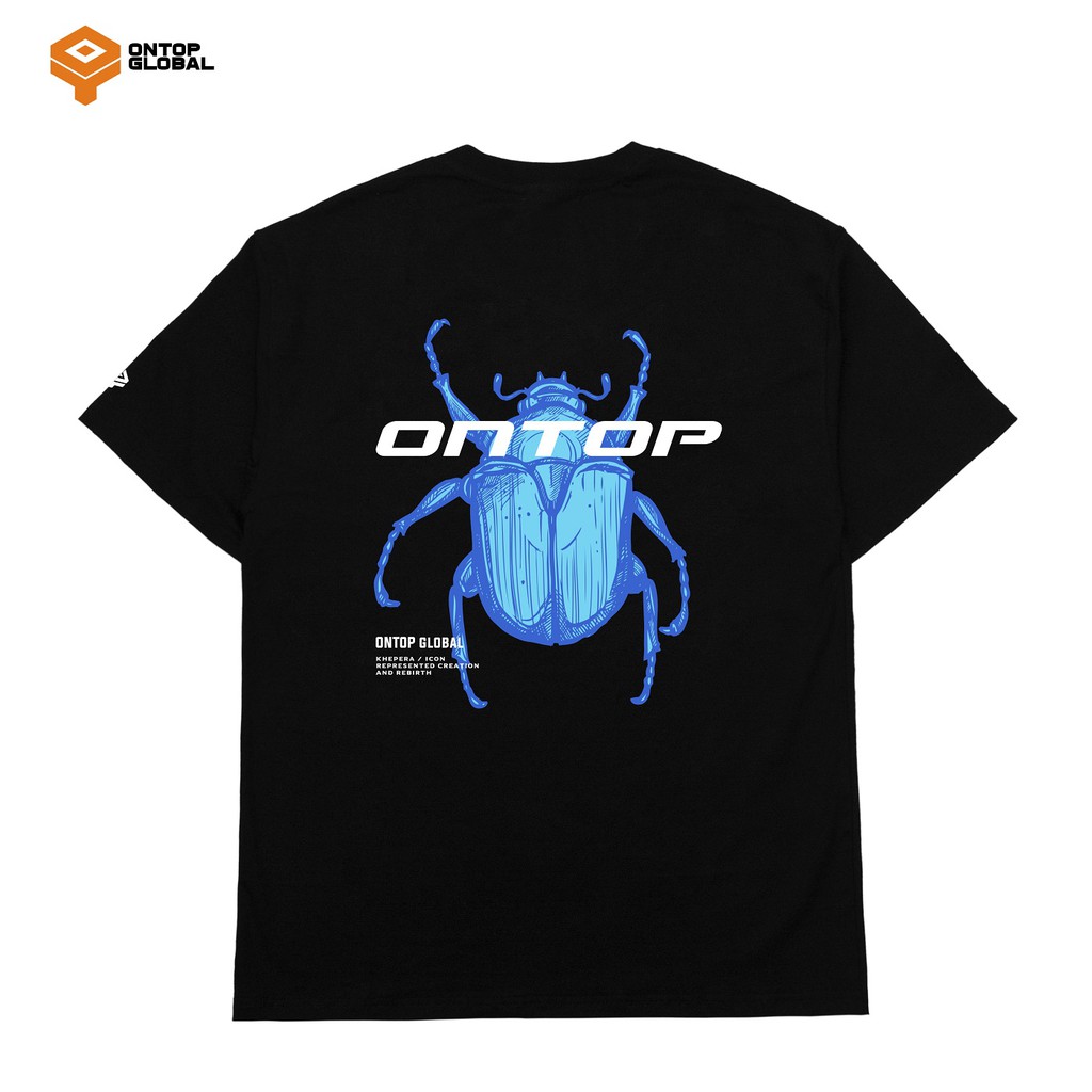 Áo thun nam tay ngắn cổ tròn màu đen Local Brand ONTOP - Blue Khepri