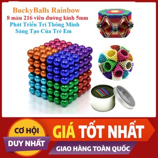 Bộ Xếp Hình Nam Châm Siêu Phẩm Rainbow BuckyBalls 8 màu 216 viên 5mm Chơi Là Mê