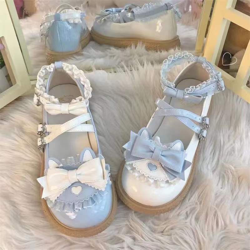 Giày Búp Bê Da Mũi Tròn Phong Cách Lolita Nhật Bản Cho Nữ