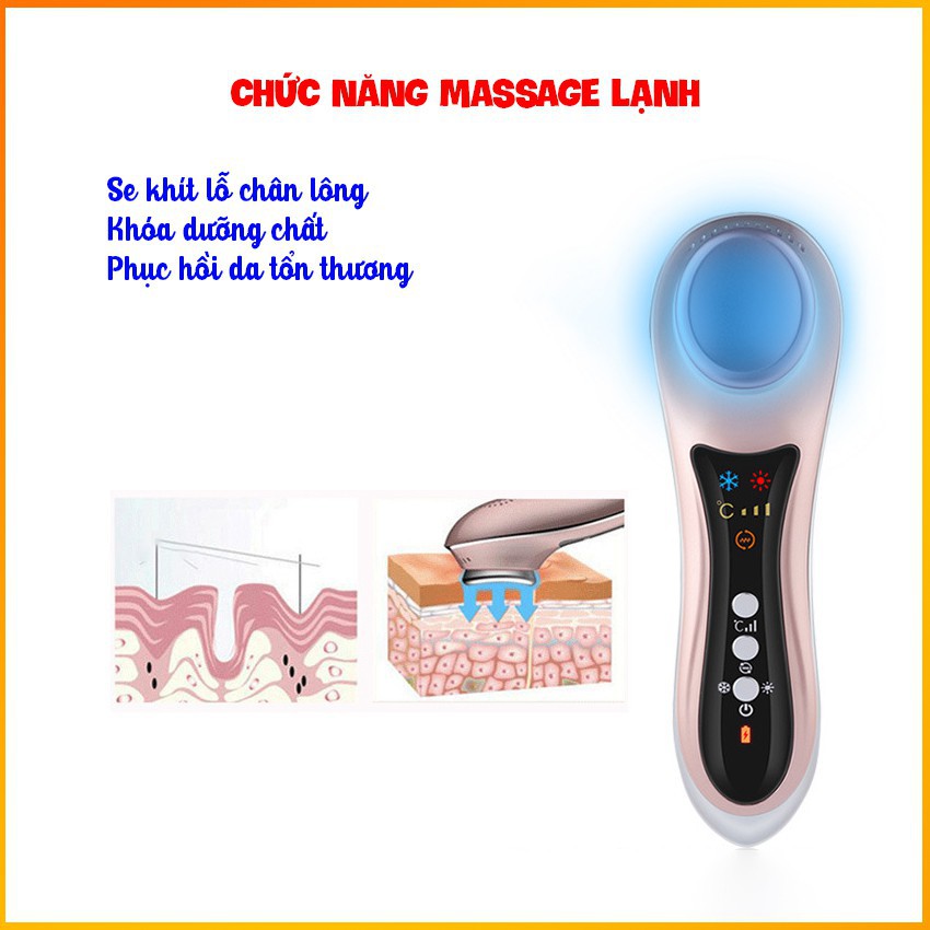 ﹍✤Máy massage mặt nóng lạnh cao cấp - Matxa cầm tay 06 chế độ HDSD Tiếng Việt BH 3 tháng MIANZ STORE